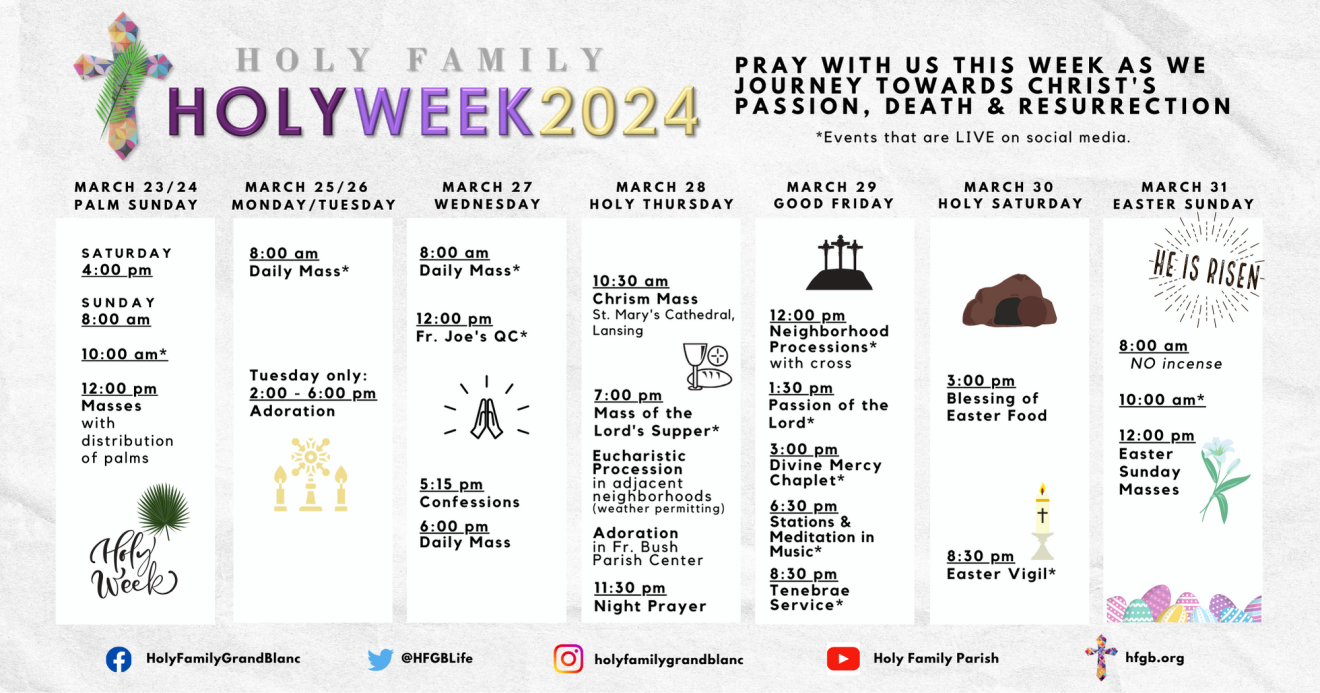 Holy Week Schedule 2024 Church of the Holy Family